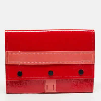 Pre-owned Kenzo Stud Flap Red/pink Patent Leather Clutch