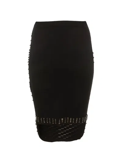 Pre-owned Kenzo Studded Knit Skirt In Black