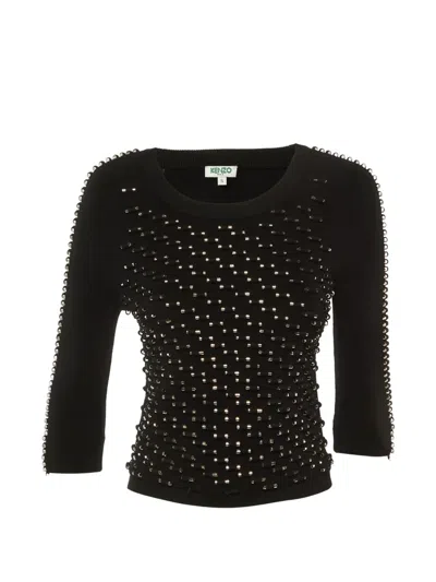 Pre-owned Kenzo Studded Top In Black
