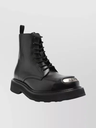 Kenzo Stylish Lace-up Ankle Boots With Pull Tab In Black