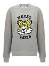 Kenzo 'verdy Market' Grey Crewneck Sweatshirt With Dropped Shoulders And Maxi Logo Embroidery On The Front In Grey