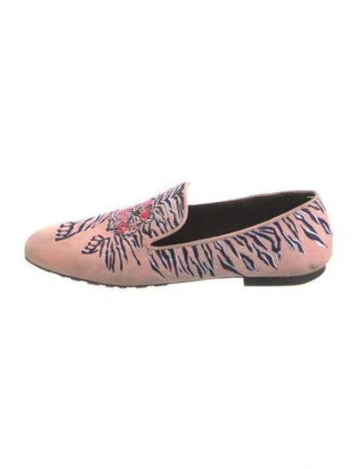 Pre-owned Kenzo Suede Animal Print Loafers In Pink