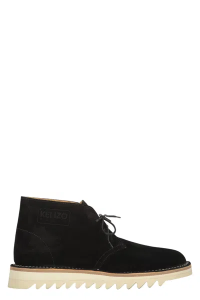 Kenzo Suede Desert Boots In Black
