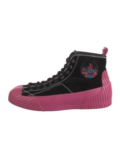 Pre-owned Kenzo Suede Graphic Print Sneakers In Pink