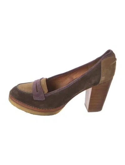 Pre-owned Kenzo Suede Pumps In Brown/purple