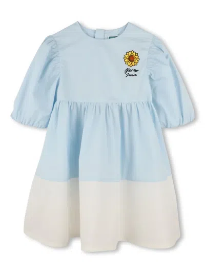 Kenzo Kids' Sunflower-appliquéd Dress In Blue