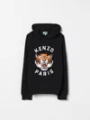 Kenzo Lucky Tiger Cotton Hoodie In Blau
