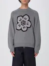 Kenzo Men Crew Neck Sweater In Cotton And Wool In Gray