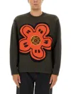 Kenzo Boke Flower Cotton Blend Sweater In Green