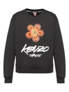 Kenzo Bold Floral Graphic Sweatshirt With Signature Logo In Black