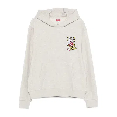 Kenzo Wild Tiger Cotton Hoodie In Gray