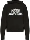 Kenzo Black Cotton Hoodie With Tiger Design In Black