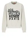 Kenzo Tiger Embroidered Crewneck Sweatshirt In Gray