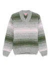Kenzo Striped V-neck Sweater Long Sleeves In Multi