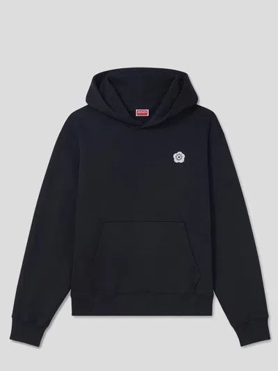 Kenzo Black Cotton Hoodie Men In Animal Print