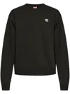 Kenzo Cotton Sweatshirt With Happy Tiger Patch In Black