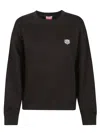 Kenzo Lightweight Tiger Sweatshirt Ribbed Cuffs In Black