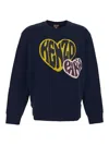 Kenzo Heart Print Blue Sweatshirt In Blue
