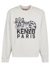 Kenzo Tiger Embroidered Crewneck Sweatshirt In Grey
