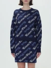 Kenzo Women's Allover Logo Wool Blend Jumper Sweater In Blue