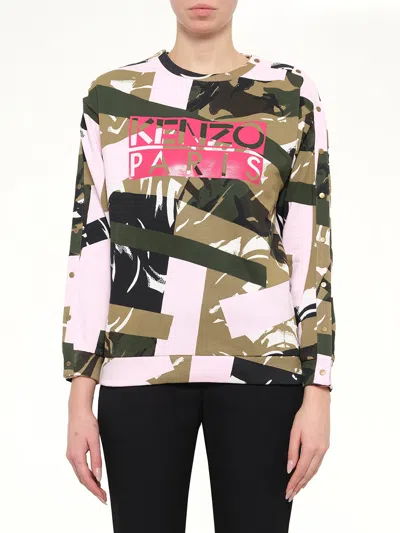 Kenzo Camouflage-print Logo-print Sweatshirt In Multi