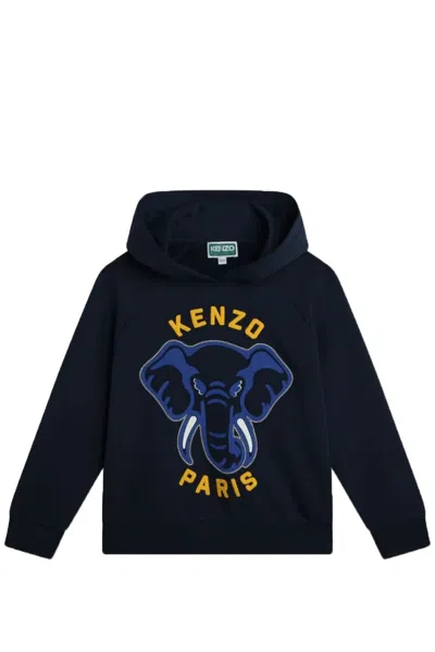 Kenzo Kids' Sweatshirt With Hoodie In Blue