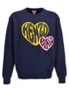 Kenzo Heart Print Blue Sweatshirt In Blue
