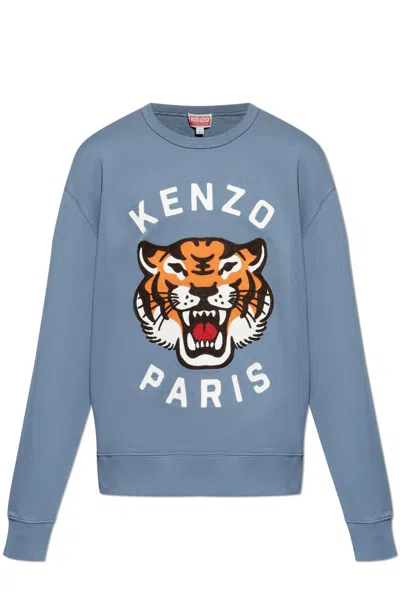 Kenzo Sweatshirt With Tiger Head In Blue