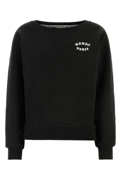 Kenzo Round-collar Long-sleeve Hoodie In Black