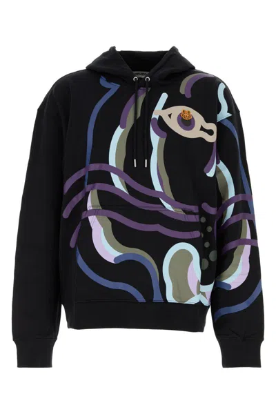 Kenzo Abstract Tiger-print Hoodie In Black
