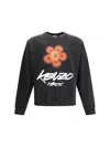 Kenzo Bold Floral Graphic Sweatshirt With Signature Logo In Black