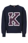 Kenzo College Print Cotton Molleton Sweatshirt In Blue