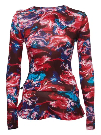 Pre-owned Kenzo Swirl-print Top In Red