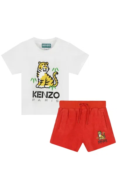 Kenzo Kids' T-shirt And Shorts In Red