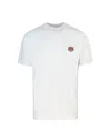 Kenzo White Crewneck T-shirt With Logo Patch On The Front In Cotton Man In 02