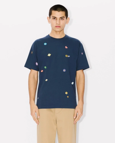 Kenzo Fruit Stickers Cotton T-shirt In Dark Blue