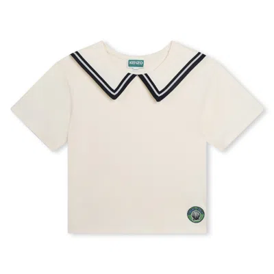 Kenzo Kids' T-shirt Con Colletto Alla Marinara In Cream