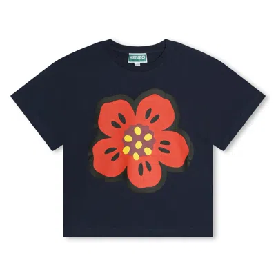 Kenzo Kids' T-shirt Con Stampa In Blu