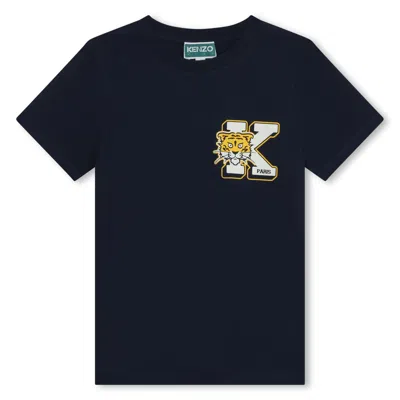 Kenzo Kids' T-shirt Con Stampa In Blue