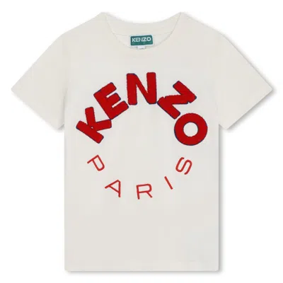 Kenzo Kids' T-shirt Con Stampa In Cream