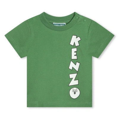 Kenzo Babies' T-shirt Con Stampa In Green