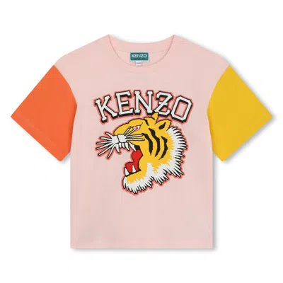 Kenzo Kids' T-shirt Con Stampa In Pink