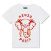 Kenzo Kids Teen Boys White Elephant Cotton T-shirt In White