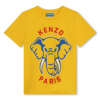 Kenzo Kids' T-shirt Con Stampa In Yellow