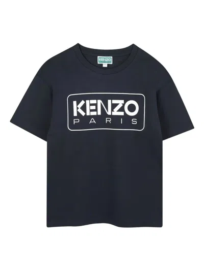 Kenzo Kids' Logo-print Cotton T-shirt In Blue