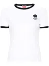 Kenzo Stretch Cotton T-shirt With Logo Print In White