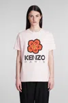 KENZO T-SHIRT IN ROSE-PINK COTTON