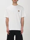 Kenzo White Crewneck T-shirt With Logo Patch On The Front In Cotton Man In Gray