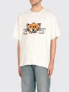 Kenzo 'gots Happy Tiger' White Crewneck T-shirt With Maxi Logo Embroidery On The Front And Logo Lettering