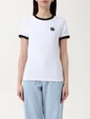 Kenzo White Crewneck T-shirt With Logo Patch On The Front And Contrasting Details